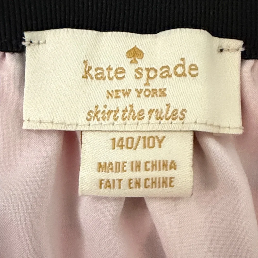 Kate Spade Girls Floral Pink and Black Rose Pleated Skirt Size 10